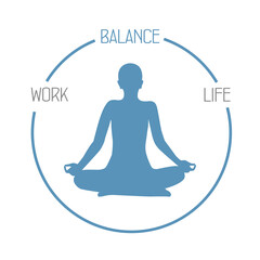 meditating person work life balance circle healthy lifestyle vector illustration EPS10