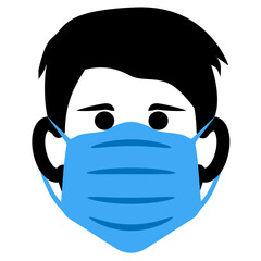 person wearing protective face mask icon or symbol vector illustration