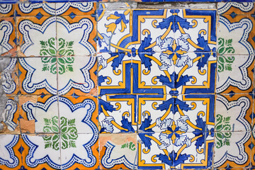 Traditional Portuguese title - azulejo, local pattern on the walls of Portuguese houses