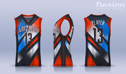 Basketball tank top design template, Sport jersey mockup. uniform front , side and back view.