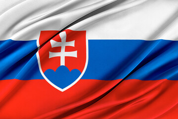 Colorful Slovakia flag waving in the wind. 3D illustration.