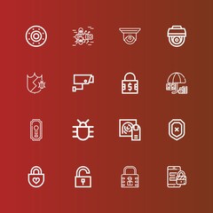 Editable 16 privacy icons for web and mobile