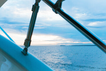 Fototapeta na wymiar sail on a yacht at sunset