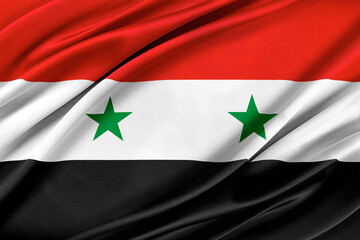 Colorful Syria flag waving in the wind. 3D illustration.