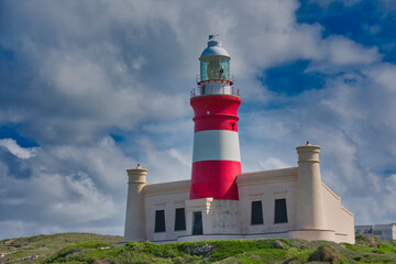 Fototapeta na wymiar Lighthouse in Cape Agulhas, near Struisbaai, Overberg, Western Cape