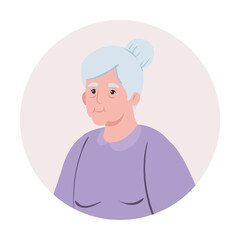 cute old woman in frame circular, grandmother in frame circular on white background vector illustration design