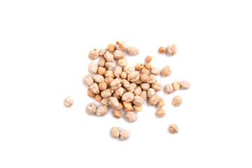 Isolated heap of raw uncooked chickpeas 