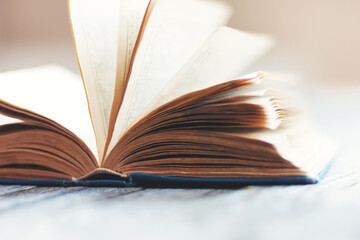 old weathered book with open pages in retro style