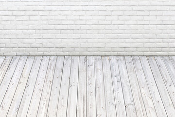 MUR EN BRIQUES BLANCHES ET PLANCHER BLANC