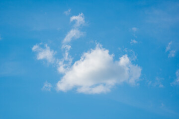 Clouds on blue sky background, close up view 