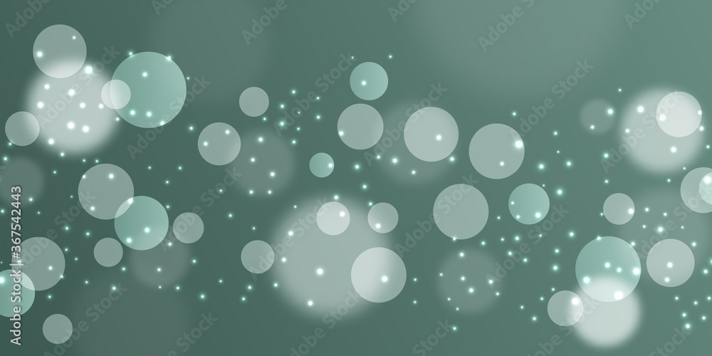 Poster bokeh style of abstract circles with blur glow spark light on bluish gray silver background