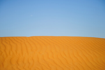 Yellow desert dunes and sky.