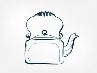 teapot vector one line art isolated illustration