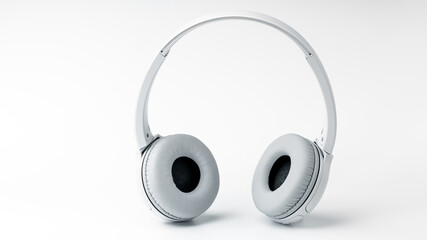 White Wireless Headphone on isolated white background. Entertainment Accessory