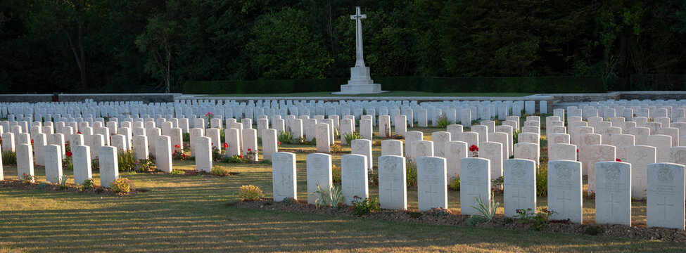 rows of grave stones on Connaught Cemetery near Albert in France