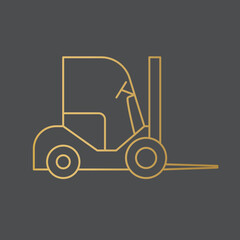 golden forklift icon - vector illustration