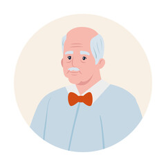 cute old man in frame circular, grandfather in frame circular on white background vector illustration design