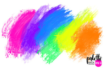 Artistic backdrop, vector with brush strokes, brush paint look background with colorful hand painted stains.