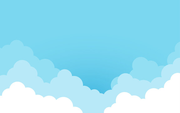 Cloud on blue sky outdoor cartoon landscape background flat design vector illustration