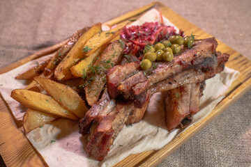 Deliciously cooked pork ribs. Prague ribs