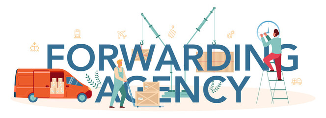 Forwarding agency typographic header. Transportation service concept