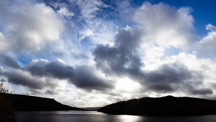 Panoramic View  of Ladybower Reservoir in the Peak District of Derbyshire 