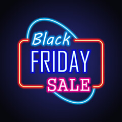 black friday day sale with neon sign effect for black friday day event. vector illustration