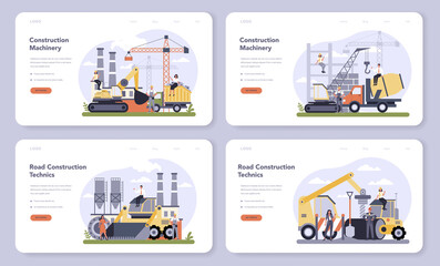 Construction and engineering industry web banner or landing page