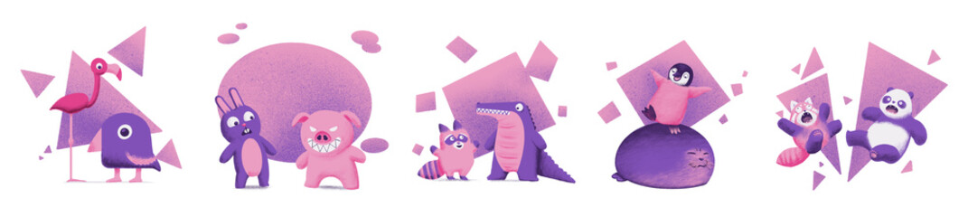 Tierische Freunde in verschiedenen Situationen, überrascht, schockiert, spaßig, simpel © Anatoli