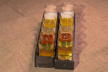 Set of various alcoholic weak drinks