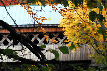 AUTUMN-FALL- The Silk Road Covered Bridge in Bennington Vermont