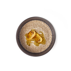 The restaurant's menu dish, a delicious snack for beer. Restaurant serving of the dish. A look from above