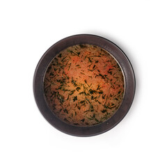 The restaurant's menu dish, a delicious snack for beer. Restaurant serving of the dish. A look from above