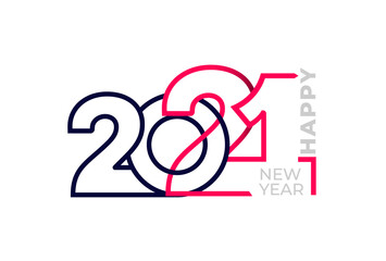 Happy New Year elegant design of red 2021 logo numbers. Typography for 2021 save the date luxury designs and new year celebration invite. Isolated on white background. Vector illustration.