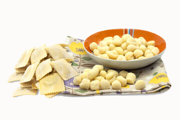 fresh handmade pasta dumplings and pumpkin tortelli