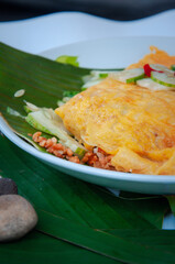 Vietnamese styled stuffed crispy egg crepe, local dessert made from many kinds of vegetable
