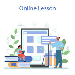 Biology school subject online service or platform. Scientist exploring