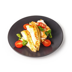 The restaurant's menu dish, a delicious snack for beer. Restaurant serving of the dish. A look from above