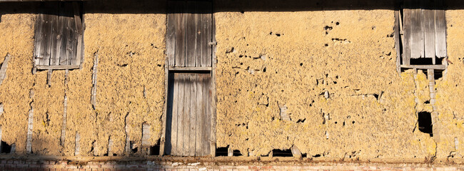 loam walls of french farm in the north of france
