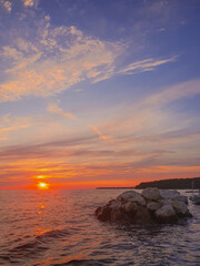 sunset over the sea in Zadar. Croatia