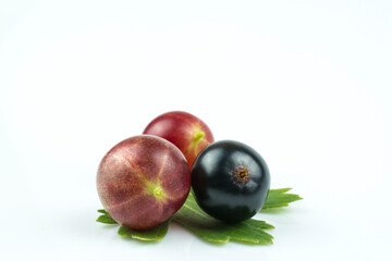 Berries of currants and gooseberries close-up isolated on a white background.