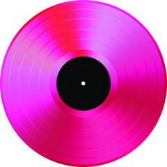 Retro pink vinyl disk wiht black blank label Vector illustration.
