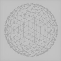 Abstract image of a sphere made of grey cobweb 3D image