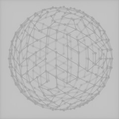 Abstract image of a sphere made of grey cobweb 3D image