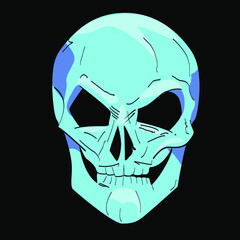 Skull vector drawing isolated on black for t-shirts or posters