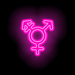 Symbol transgender . Neon glowing icon. Vector illustration.