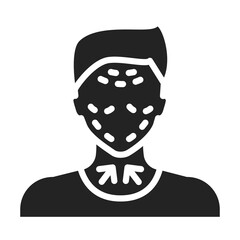 Lifting male face black glyph icon. Cosmetic surgery. Facial rejuvenation. Isolated vector element. Outline pictogram for web page, mobile app, promo.