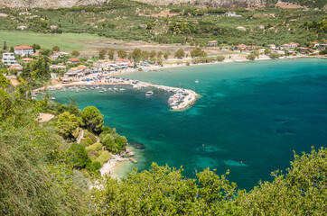 Fototapeta na wymiar Scenic view on Keri sandy beach on south west coast of Zakynthos island, Greece
