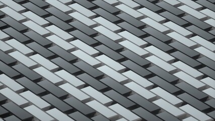 Abstract image of a rhythmic pattern of gray rectangles at an angle 3D image