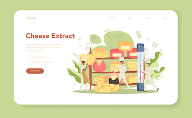 Cheese maker web banner or landing page. Professional chef